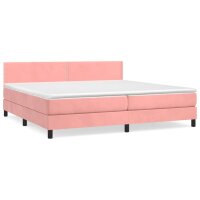 vidaXL Boxspringbett mit Matratze Rosa 200x200 cm Samt