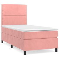 vidaXL Boxspringbett mit Matratze Rosa 90x200 cm Samt