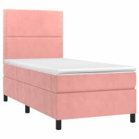 vidaXL Boxspringbett mit Matratze Rosa 90x200 cm Samt