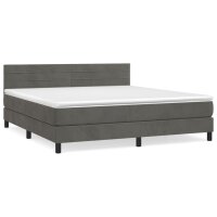 vidaXL Boxspringbett mit Matratze Dunkelgrau 160x200 cm Samt