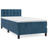 vidaXL Boxspringbett mit Matratze Dunkelblau 90x200 cm Samt