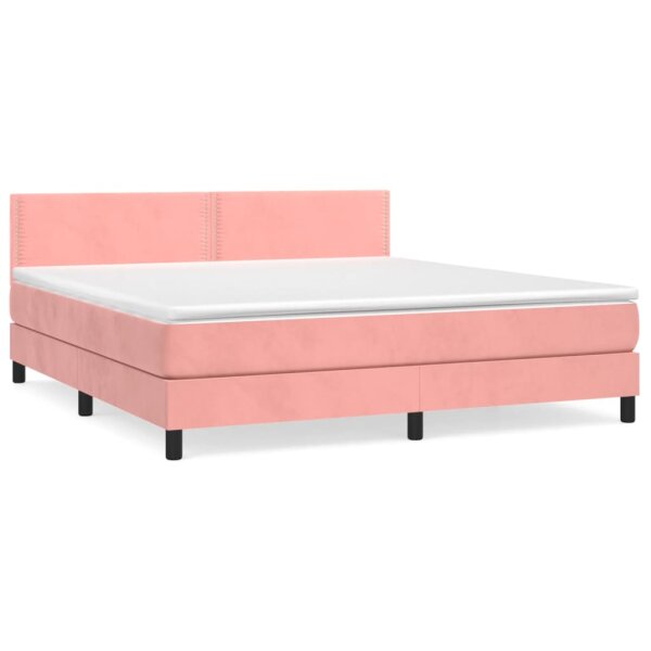 vidaXL Boxspringbett mit Matratze Rosa 180x200 cm Samt