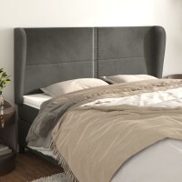 vidaXL Kopfteil mit Ohren Dunkelgrau 163x23x118/128 cm Samt