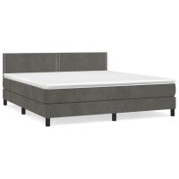 vidaXL Boxspringbett mit Matratze Dunkelgrau 160x200 cm Samt