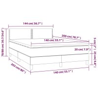 vidaXL Boxspringbett mit Matratze Hellgrau 140x200 cm Samt