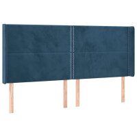 vidaXL Kopfteil mit Ohren Dunkelblau 163x16x118/128 cm Samt