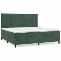 vidaXL Boxspringbett mit Matratze Dunkelgr&uuml;n 200x200 cm Samt