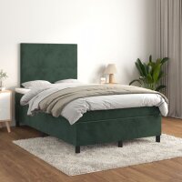 WOWONA Boxspringbett mit Matratze Dunkelgr&uuml;n 120x200 cm Samt