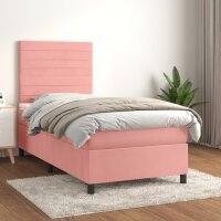 WOWONA Boxspringbett mit Matratze Rosa 80x200 cm Samt