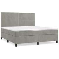 vidaXL Boxspringbett mit Matratze Hellgrau 160x200 cm Samt