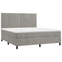 vidaXL Boxspringbett mit Matratze Hellgrau 160x200 cm Samt