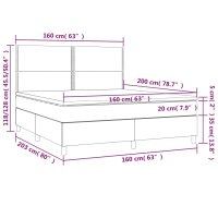 vidaXL Boxspringbett mit Matratze Hellgrau 160x200 cm Samt