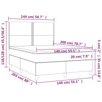 vidaXL Boxspringbett mit Matratze Hellgrau 140x200 cm Samt