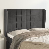 vidaXL Kopfteil mit Ohren Dunkelgrau 147x23x118/128 cm Samt