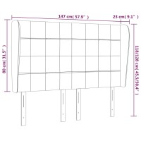 vidaXL Kopfteil mit Ohren Dunkelgrau 147x23x118/128 cm Samt