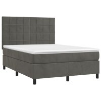 vidaXL Boxspringbett mit Matratze Dunkelgrau 140x200 cm Samt