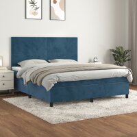 vidaXL Boxspringbett mit Matratze Dunkelblau 180x200 cm Samt