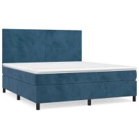 vidaXL Boxspringbett mit Matratze Dunkelblau 180x200 cm Samt