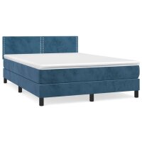 vidaXL Boxspringbett mit Matratze Dunkelblau 140x200 cm Samt