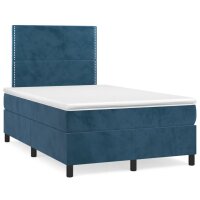 vidaXL Boxspringbett mit Matratze Dunkelblau 120x200 cm Samt