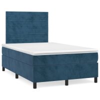 vidaXL Boxspringbett mit Matratze Dunkelblau 120x200 cm Samt