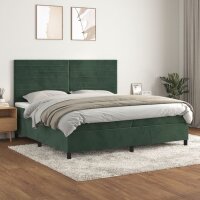 vidaXL Boxspringbett mit Matratze Dunkelgr&uuml;n 200x200 cm Samt