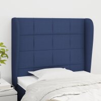 vidaXL Kopfteil mit Ohren Blau 83x23x118/128 cm Stoff