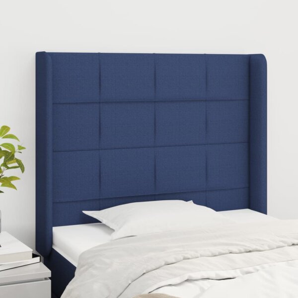 vidaXL Kopfteil mit Ohren Blau 83x16x118/128 cm Stoff