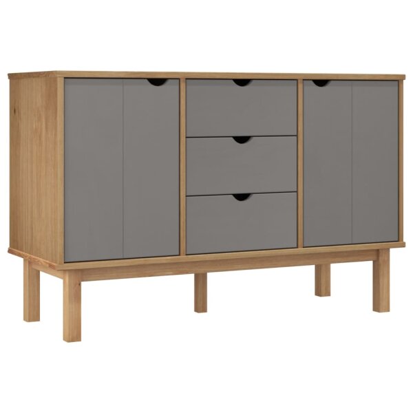 vidaXL Sideboard OTTA Braun&amp;Grau 113,5x43x73 cm Massivholz Kiefer