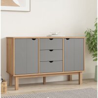 vidaXL Sideboard OTTA Braun&amp;Grau 113,5x43x73 cm Massivholz Kiefer