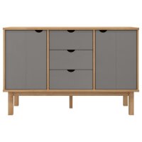 vidaXL Sideboard OTTA Braun&amp;Grau 113,5x43x73 cm Massivholz Kiefer