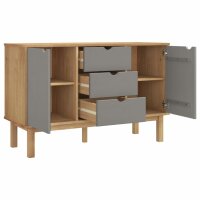 vidaXL Sideboard OTTA Braun&amp;Grau 113,5x43x73 cm Massivholz Kiefer