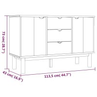 vidaXL Sideboard OTTA Braun&amp;Grau 113,5x43x73 cm Massivholz Kiefer