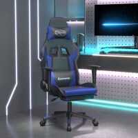 vidaXL Gaming-Stuhl mit Fu&szlig;st&uuml;tze Schwarz und Blau Kunstleder