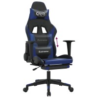 vidaXL Gaming-Stuhl mit Fu&szlig;st&uuml;tze Schwarz und Blau Kunstleder