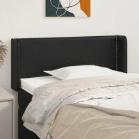 vidaXL Kopfteil mit Ohren Schwarz 93x16x78/88 cm Kunstleder