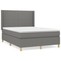 vidaXL Boxspringbett mit Matratze Dunkelgrau 140x200 cm Stoff