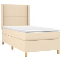 vidaXL Boxspringbett mit Matratze Creme 80x200 cm Stoff