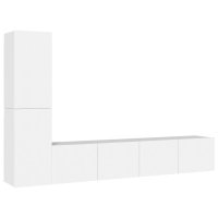 vidaXL 4-tlg. TV-Schrank-Set Weiß Holzwerkstoff