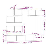 vidaXL 7-tlg. TV-Schrank-Set Betongrau Holzwerkstoff