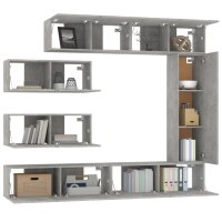 vidaXL 7-tlg. TV-Schrank-Set Betongrau Holzwerkstoff