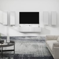 vidaXL 6-tlg. TV-Schrank-Set Weiß Holzwerkstoff