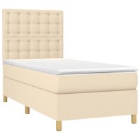 vidaXL Boxspringbett mit Matratze Creme 80x200 cm Stoff