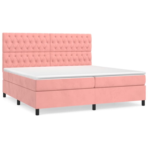 vidaXL Boxspringbett mit Matratze Rosa 200x200 cm Samt