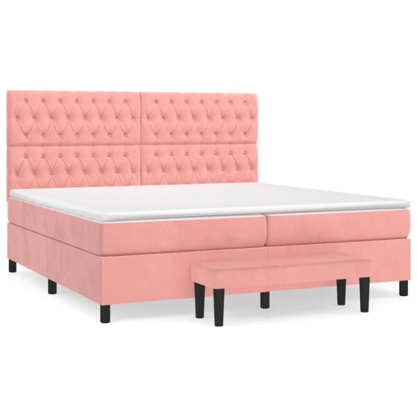 vidaXL Boxspringbett mit Matratze Rosa 200x200 cm Samt