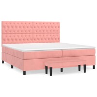 vidaXL Boxspringbett mit Matratze Rosa 200x200 cm Samt