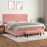 vidaXL Boxspringbett mit Matratze Rosa 200x200 cm Samt