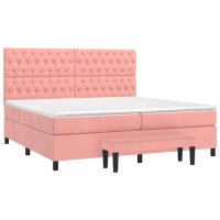 vidaXL Boxspringbett mit Matratze Rosa 200x200 cm Samt