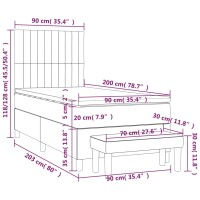 vidaXL Boxspringbett mit Matratze Hellgrau 90x200 cm Samt