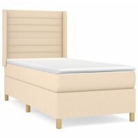 WOWONA Boxspringbett mit Matratze Creme 100x200 cm Stoff